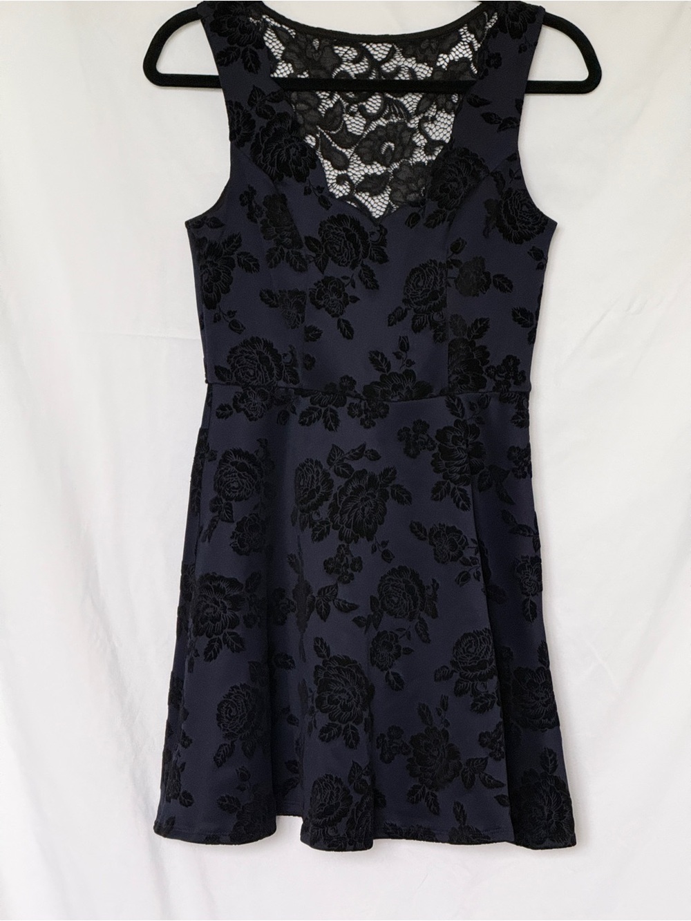 Trixxi Clothing Company Navy Floral Lace Back Fit-and-Flare Dress